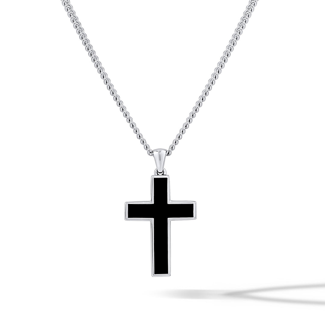 Stone Cross Pendant - Black Onyx