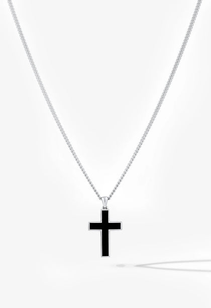 Stone Cross Pendant - Black Onyx