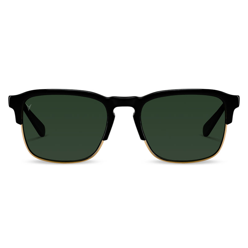 Vincero Men's Villa Green Sunglasses | Jet Black/Gold