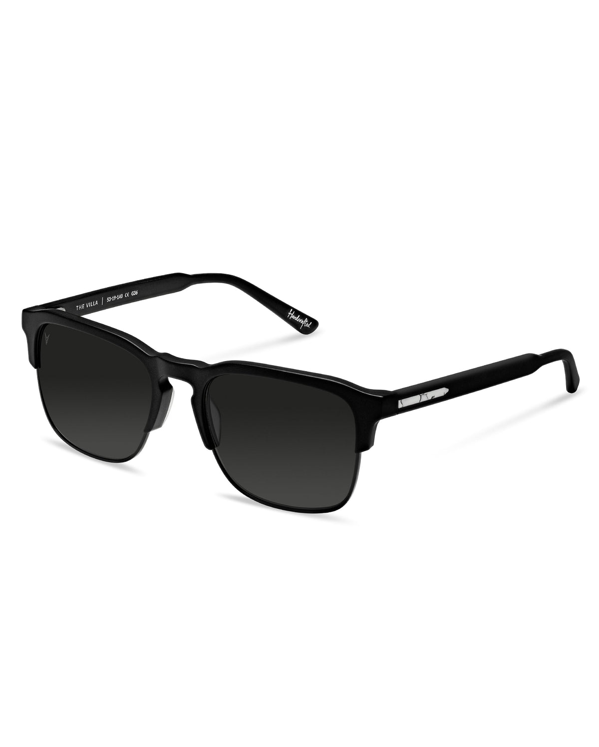 Black sunglasses with gradient lenses on a white background