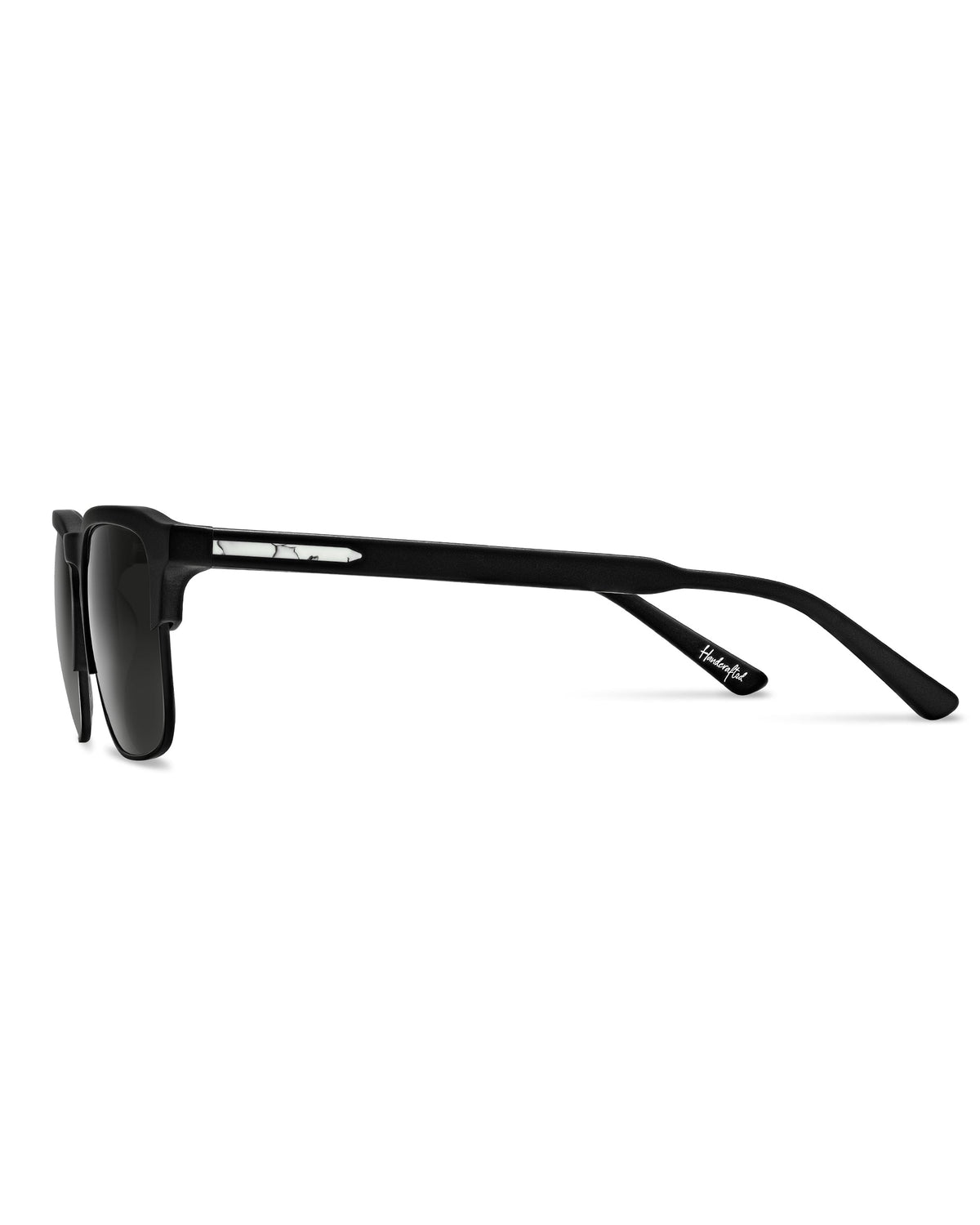 Black sunglasses with a white background