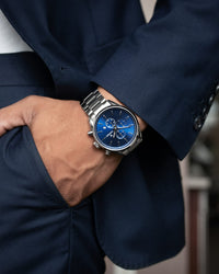 Blue Silver Sports Chronograph Watch