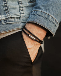 Vincero Double Wrap Italian Leather Mens Bracelet