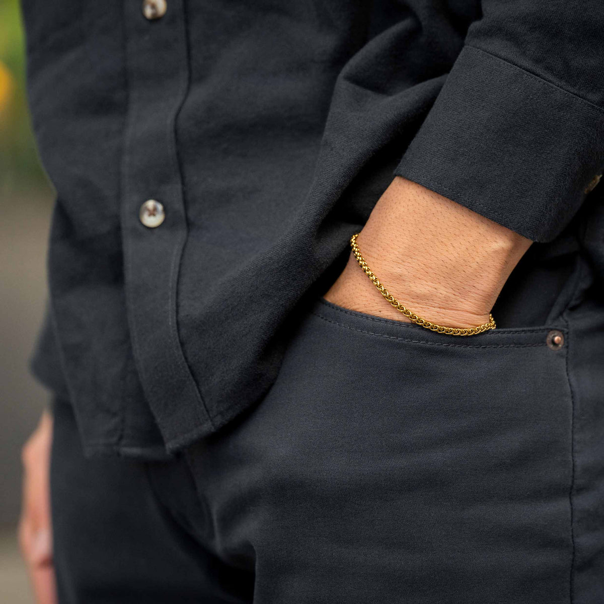 Wheat Chain Bracelet, 3MM - 14K Gold