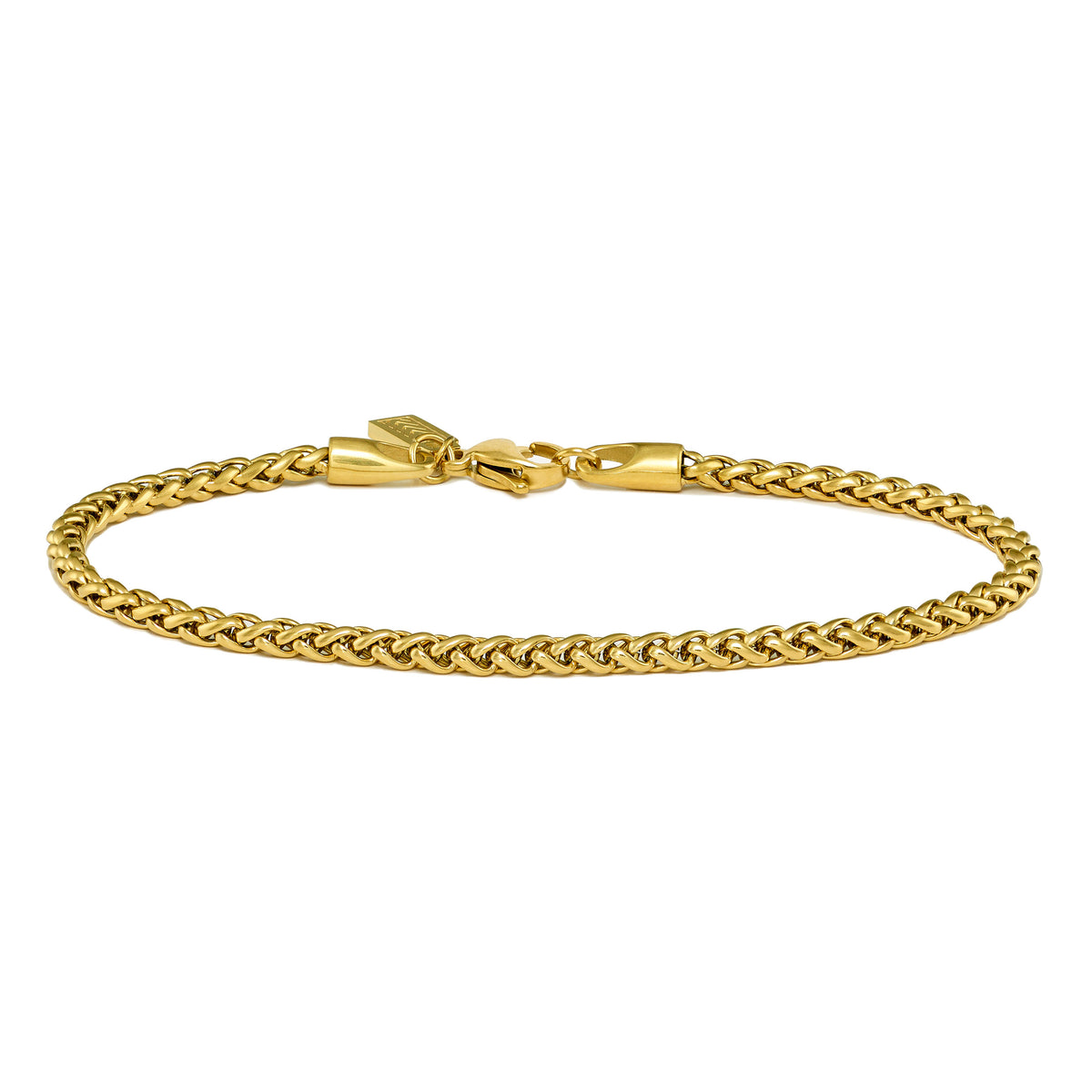 Gold chain bracelet on a white background