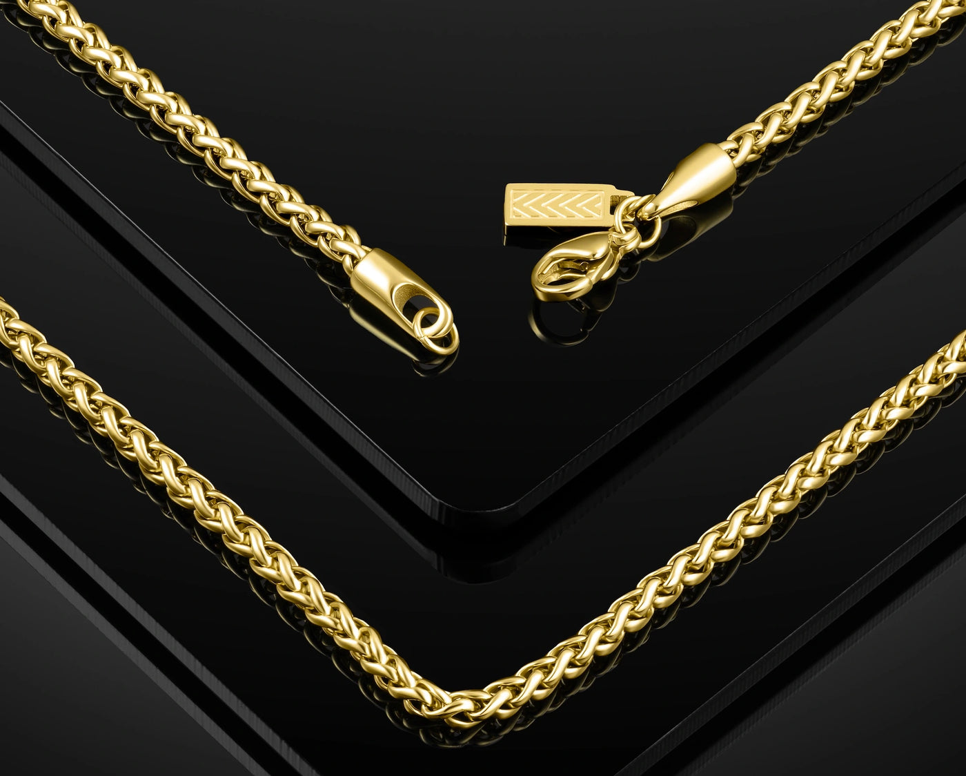 Wheat chain gold on black background