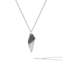 Silver necklace with a unique pendant on a white background