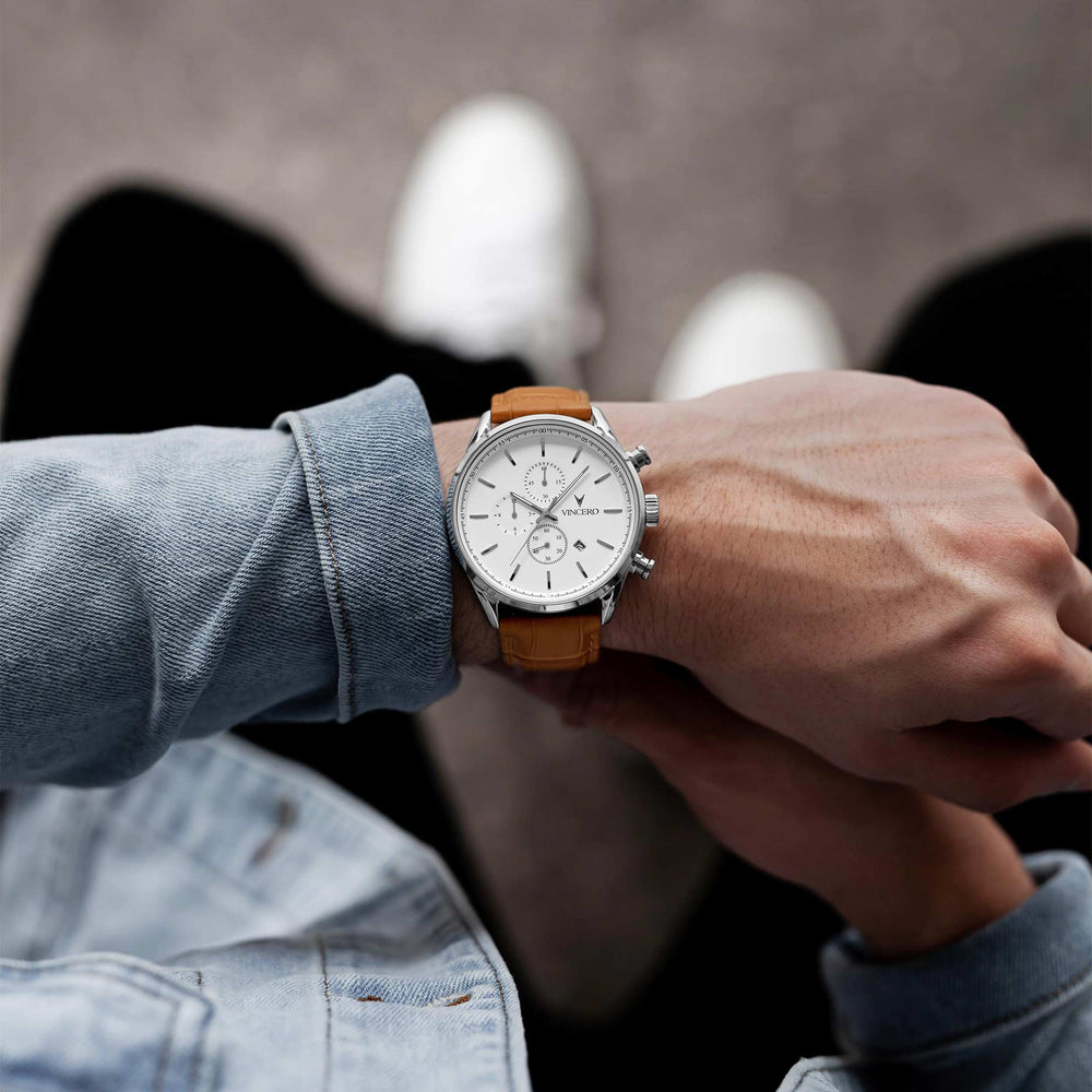 Men's Chronograph - Silver/Tan | Vincero Collective