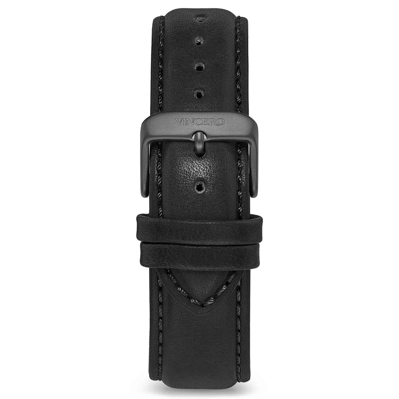 Men's Luxury Black Italian Leather Watch Band Strap Gunmetal Clasp