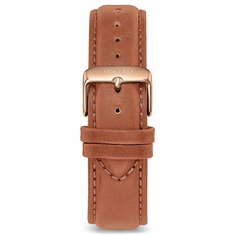 Men's Luxury Camel Italian Leather Watch Band Strap Rose Gold Clasp
