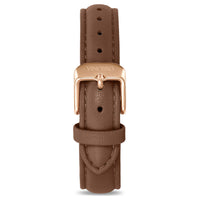 Women's Luxury Coffee Italian Leather Watch Band Strap Rose Gold Clasp