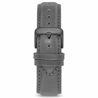 Men's Luxury Gray Italian Leather Watch Band Strap Matte Gunmetal Clasp | Color: Gunmetal