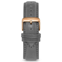 Men's Luxury Gray Italian Leather Watch Band Strap Rose Gold Clasp