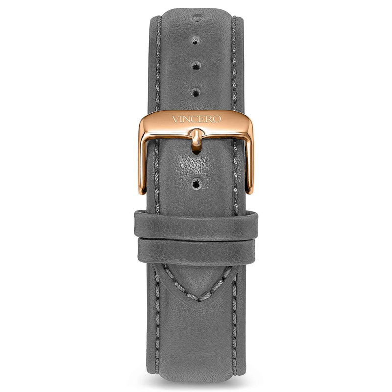 Men's Luxury Gray Italian Leather Watch Band Strap Rose Clasp