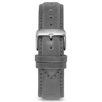 Men's Luxury Gray Italian Leather Watch Band Strap Silver Clasp