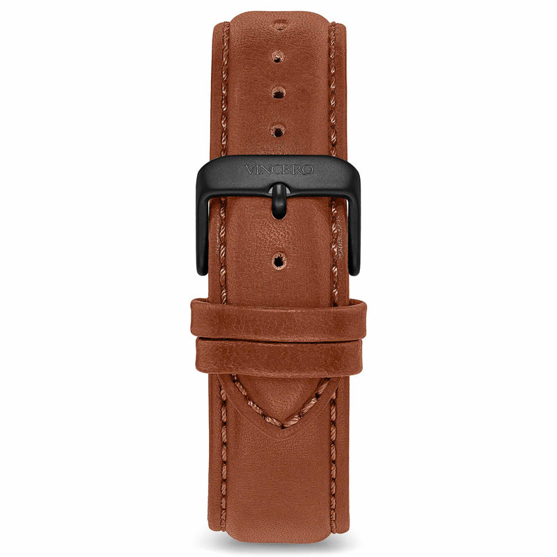 Men's Luxury Maple Italian Leather Watch Band Strap Matte Black Clasp