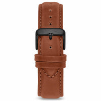 Men's Luxury Maple Italian Leather Watch Band Strap Matte Black Clasp