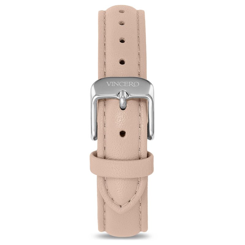 Women's Luxury Nude Italian Leather Watch Band Strap Silver Clasp