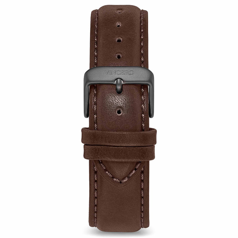 Men's Luxury Walnut Italian Leather Watch Band Strap Gunmetal Clasp