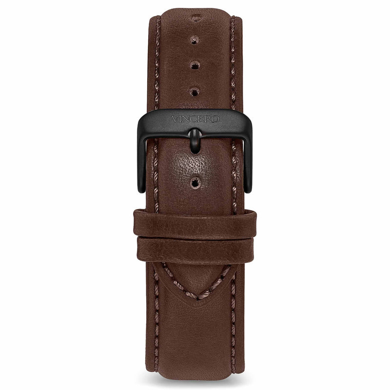 Men's Luxury Walnut Italian Leather Watch Band Strap Matte Black Clasp