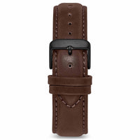 Men's Luxury Walnut Italian Leather Interchangeable Watch Band Strap Matte Black Clasp