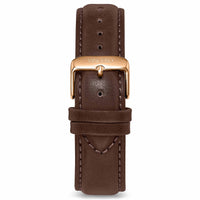 Men's Luxury Walnut Italian Leather Watch Band Strap Rose Gold Clasp