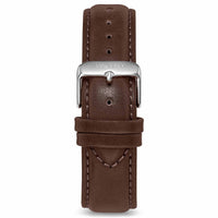 Men's Luxury Walnut Italian Leather Watch Band Strap Silver Clasp