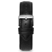 Men's Luxury Black Croc Italian Leather Watch Band Strap Silver Clasp