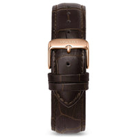 Men's Luxury Espresso Croc Italian Leather Watch Band Strap Gunmetal Clasp