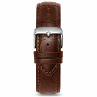 Men's Luxury Mocha Croc Italian Leather Watch Band Strap Silver Clasp