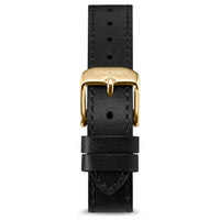 Women's Luxury Black Italian Leather Watch Band Strap Gold Clasp