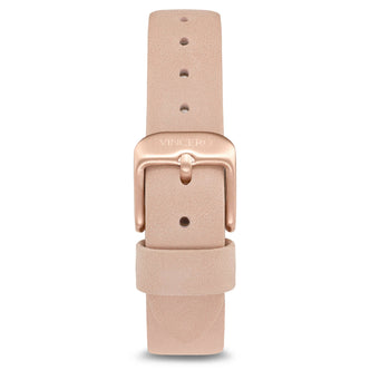 Women's Luxury Pale Pink Italian Suede Nubuck Leather Watch Band Strap Rose Gold Clasp