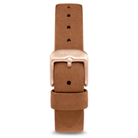 Women's Luxury Saddle Brown Italian Leather Watch Band Strap Rose Gold Clasp
