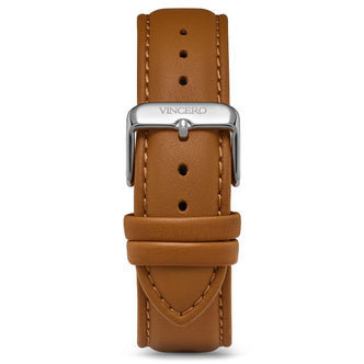 Men's Luxury Tan Italian Leather Watch Band Strap Silver Clasp