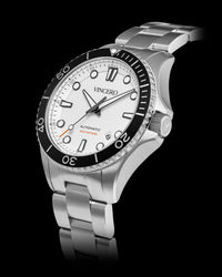 Argo Automatic 41mm Silver 316L Stainless Steel Strap Black Watch Face Silver Case Clasp Black Accents