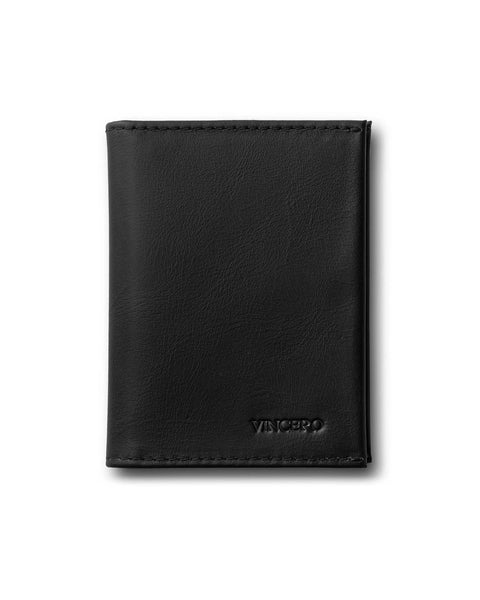 Black Colour Bi-Fold Italian Leather Money Clip Card Holder/Slim