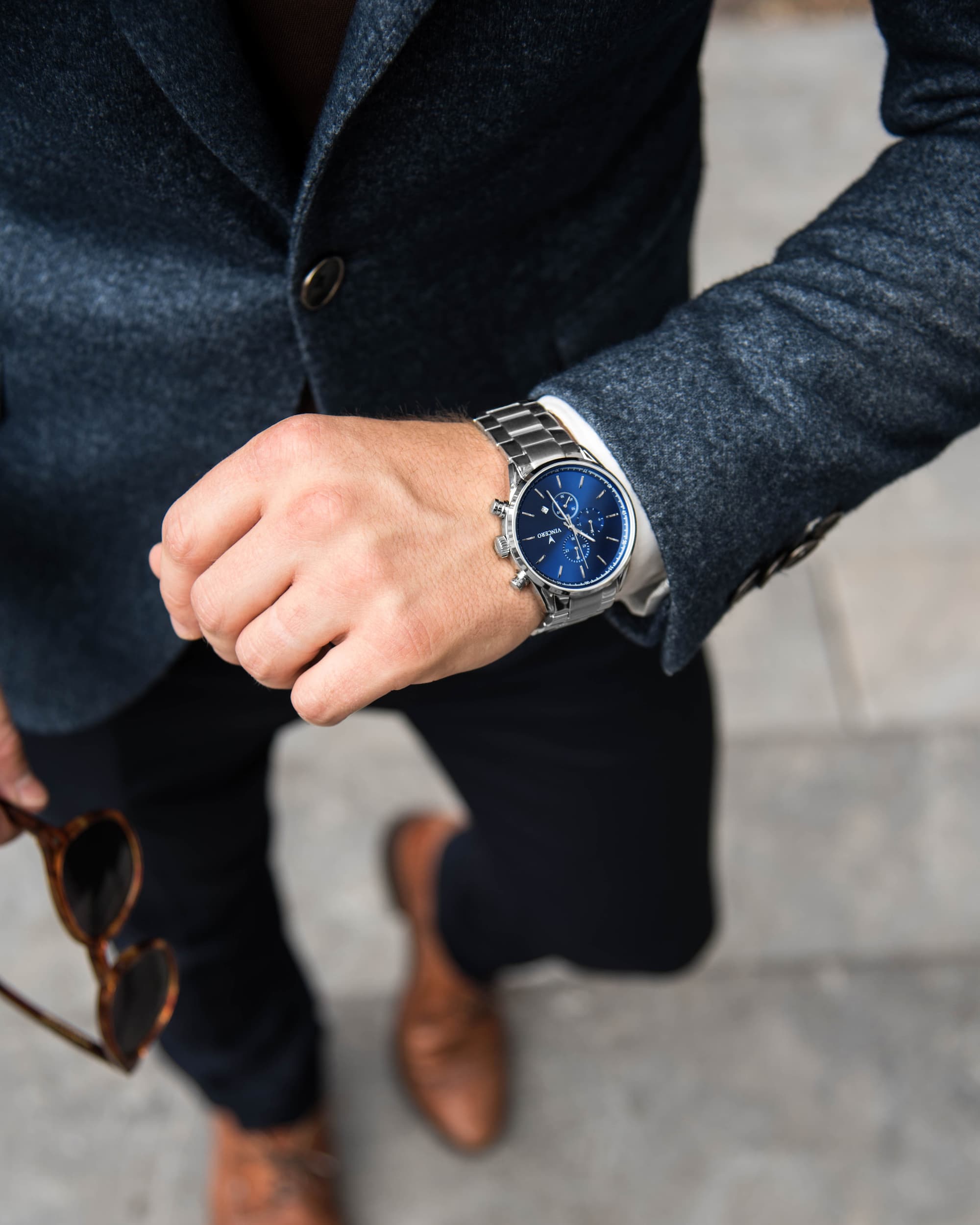 Men\'s 40MM Chronograph | | Vincero Vincero Collective Watches Steel Blue 