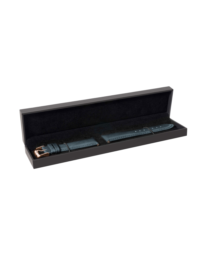 Men's Luxury Slate Blue Italian Leather Watch Band Strap Copper Clasp