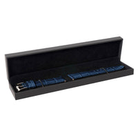 Men's Luxury Blue Croc Italian Leather Watch Band Strap Silver Clasp