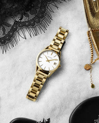 Womens Gold Satin Luxury Watch