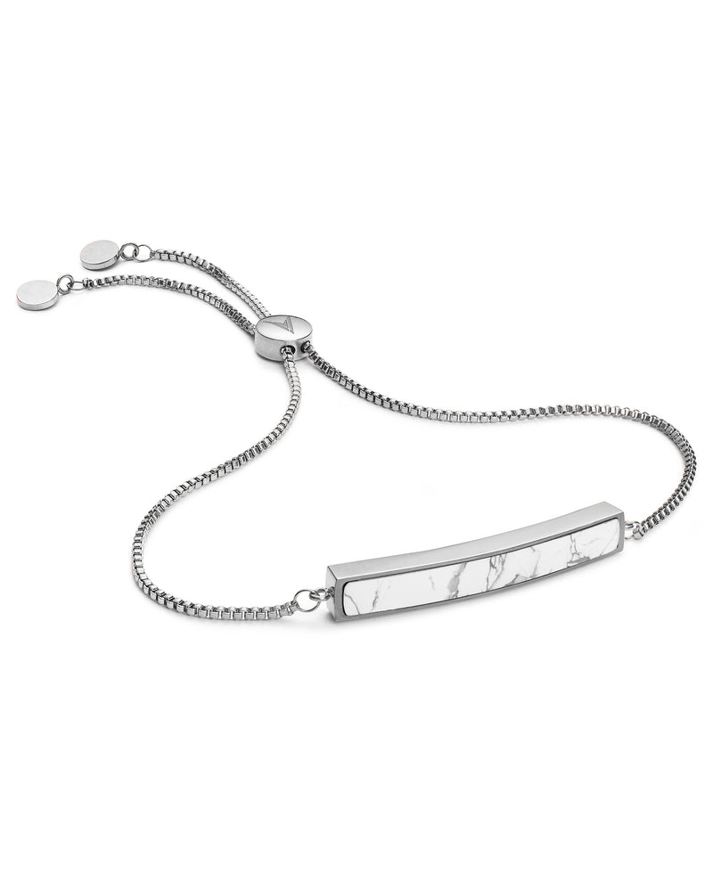 Marble Bar Bracelet - Silver + Carrara