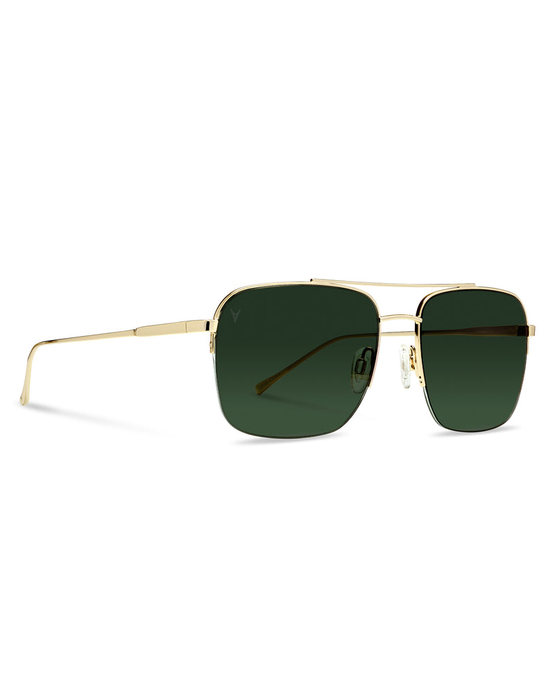 Vincero Marshall 56mm Polarized Navigator Sunglasses in Gold/Green
