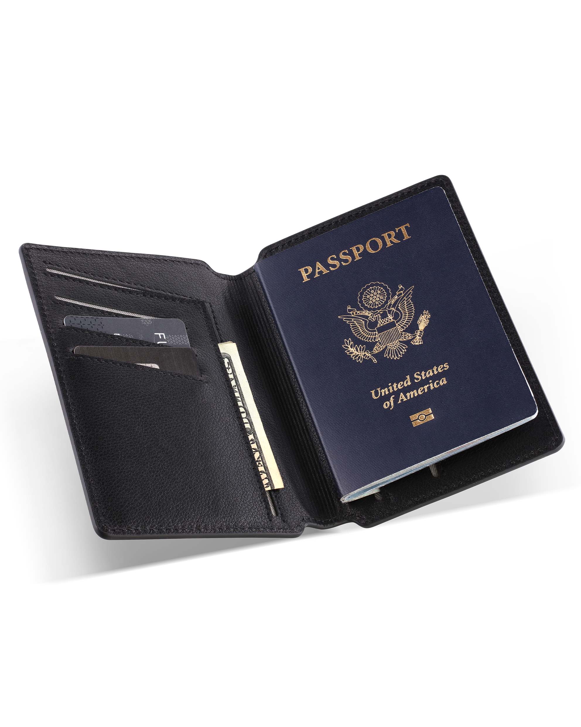 Black Leather Passport Holder
