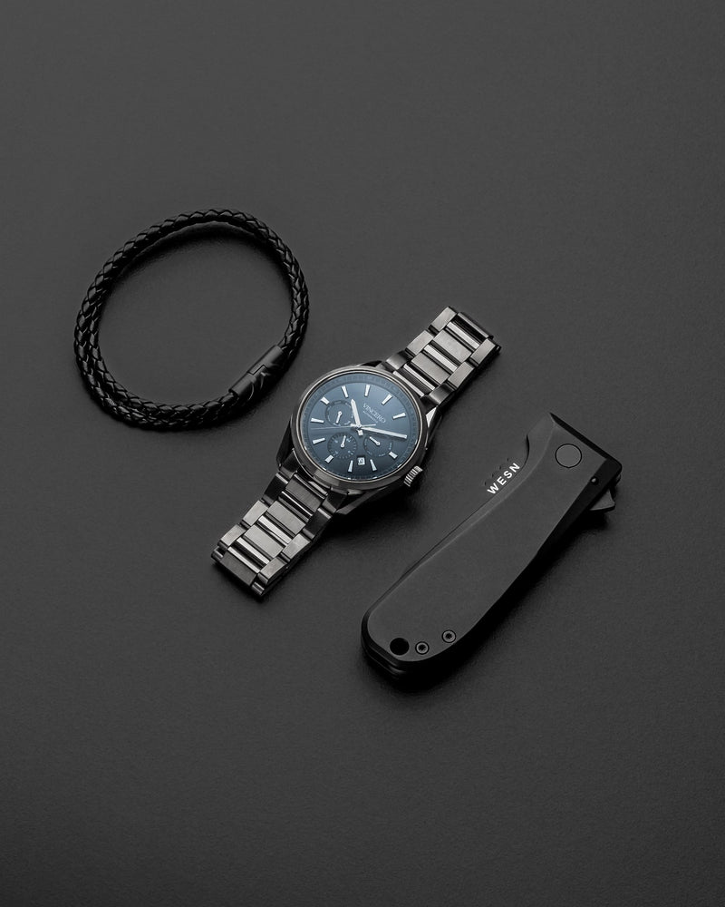 Mens Gunmetal Reserve Automatic Watch - Slate Blue