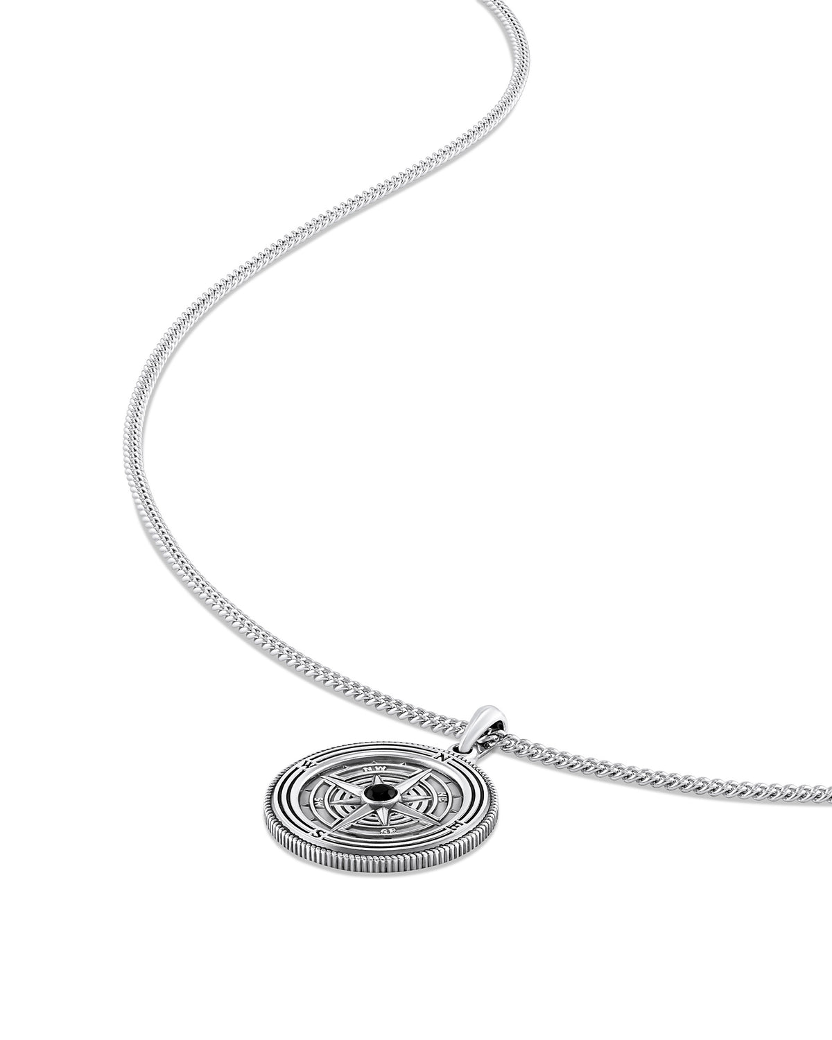 Mens Compass Pendant Necklace