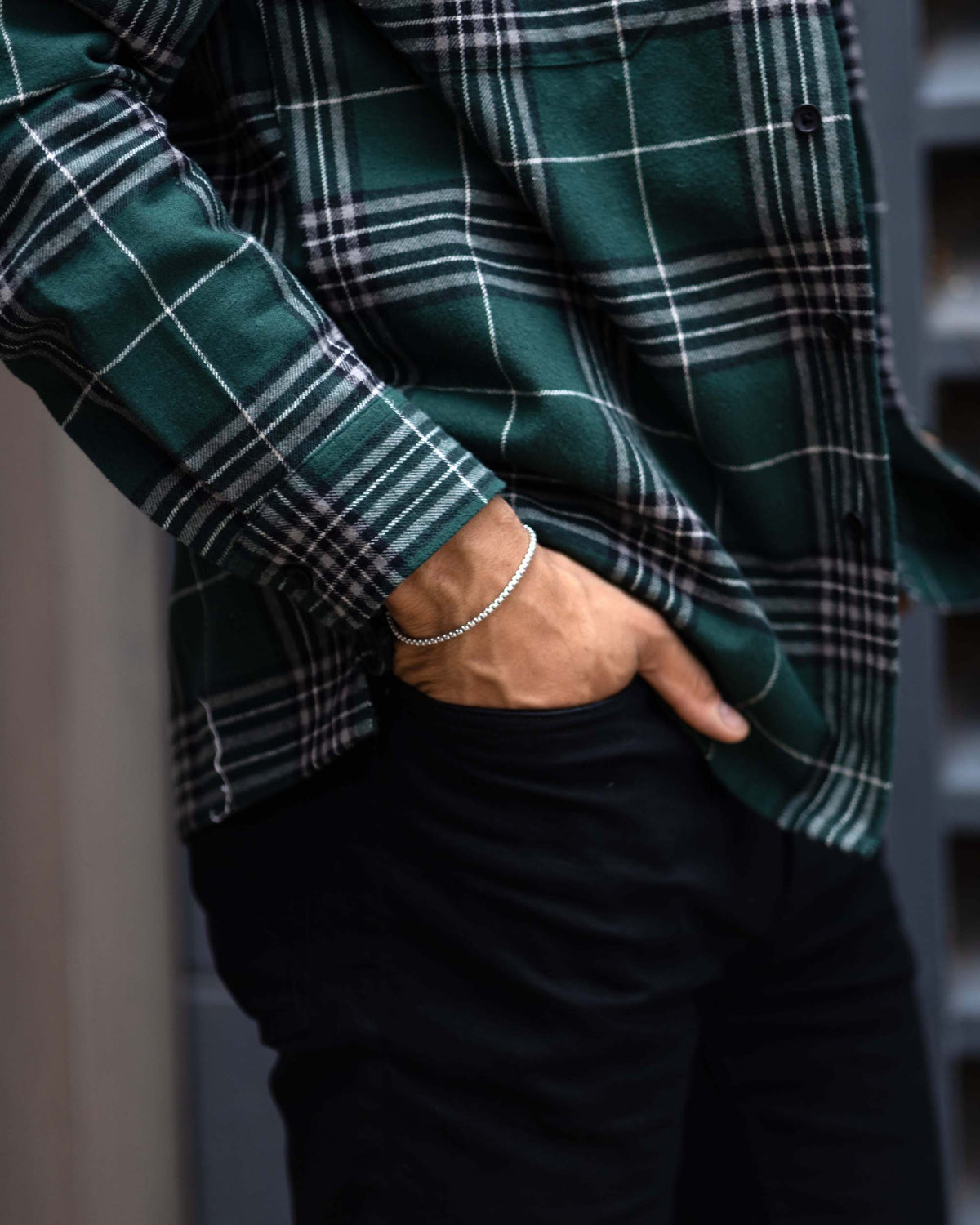 Vincero Mens Sterling Silver Box Chain Bracelet