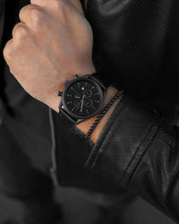 Men's Luxury Black Beaded Bracelet with a Black Lobster Claw