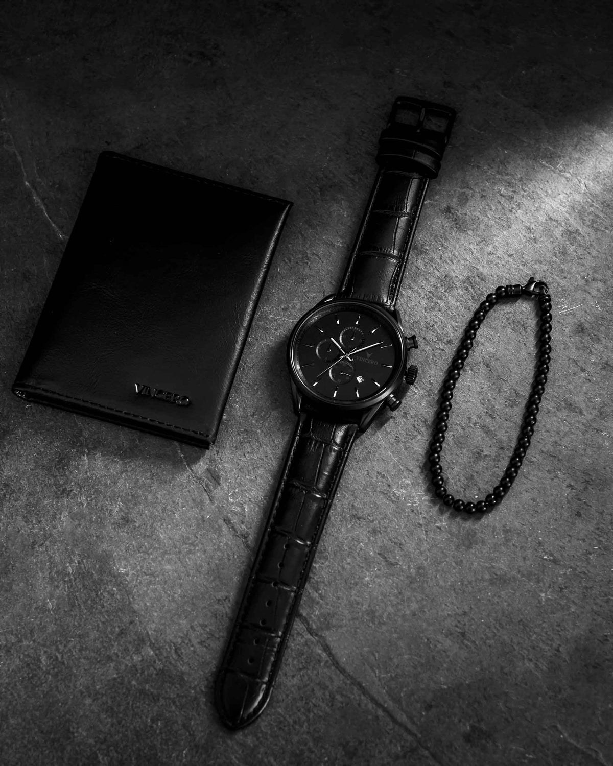 Men's Luxury Black Beaded Bracelet with a Black Lobster Claw