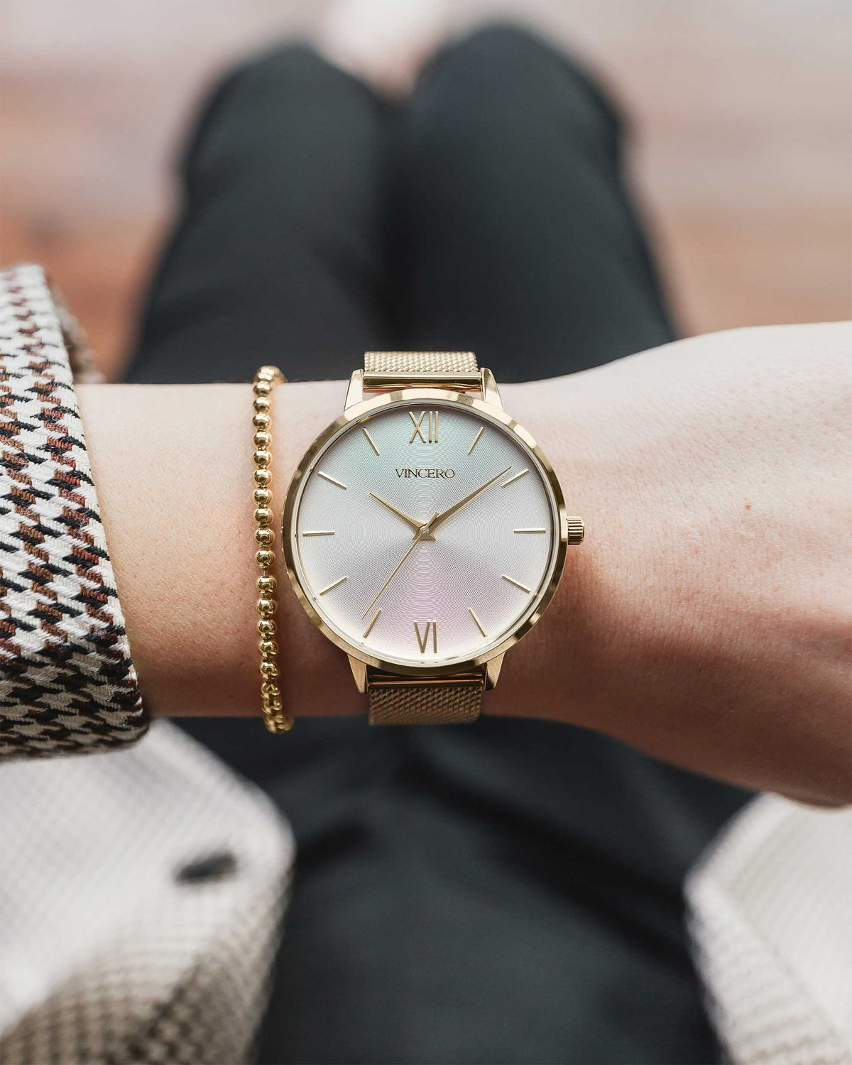 Women's Luxury Gold Beaded Bracelet with Lobster Claw Clasp