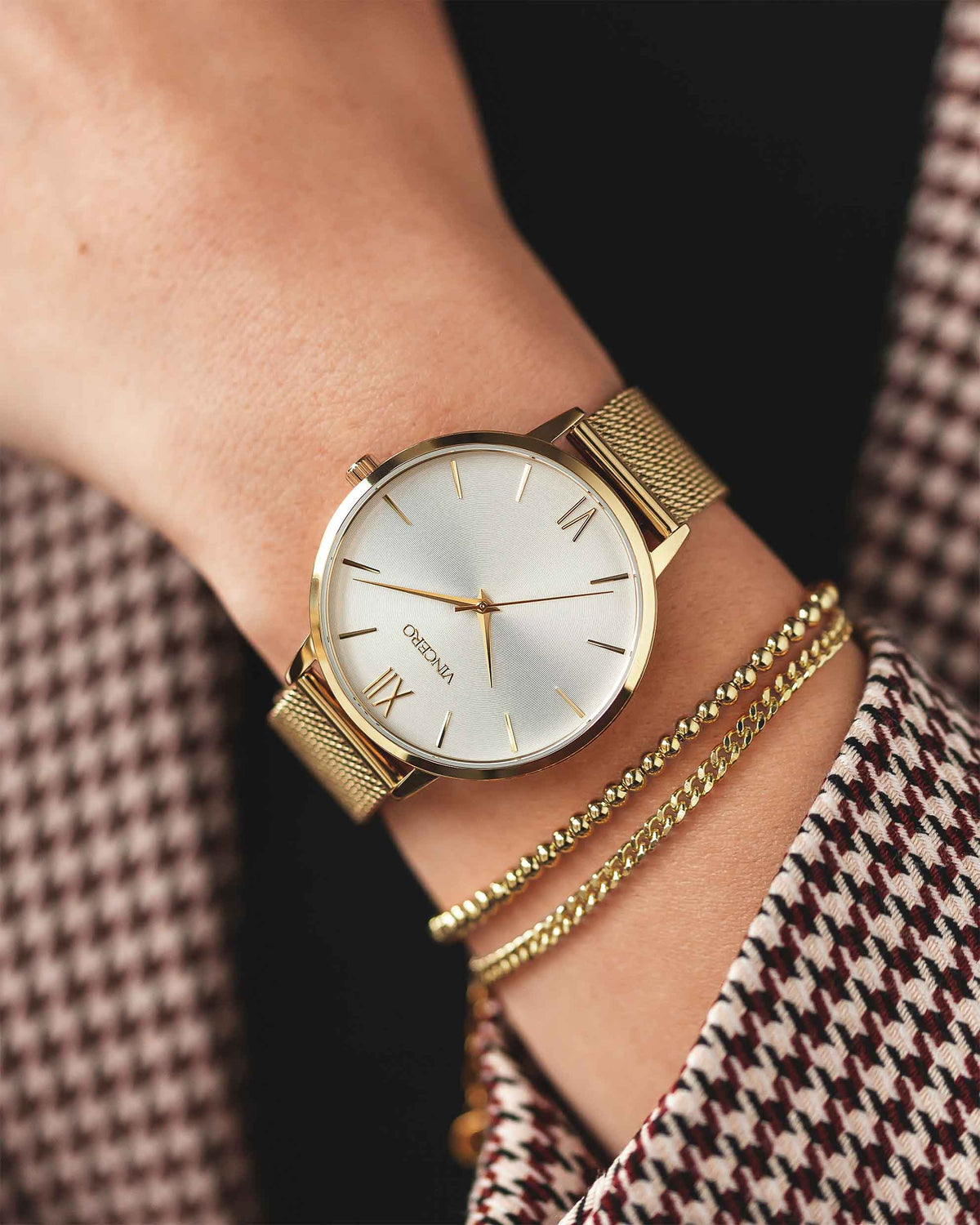 Women's Luxury Gold Beaded Bracelet with Lobster Claw Clasp